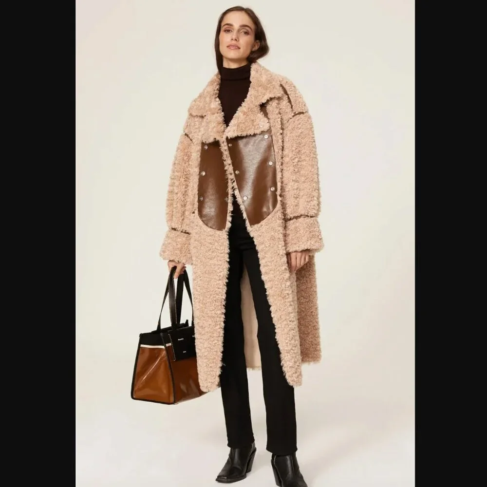 OOFWear Reversible Faux Shearling Coat, EU 38 US XS - Picture 1 of 10